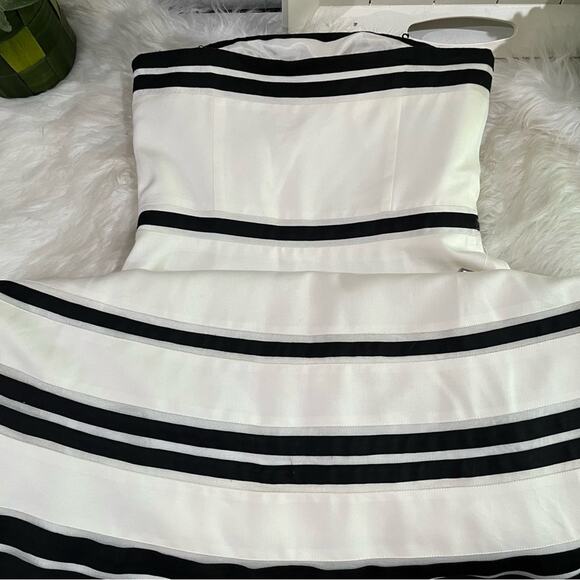 NEW Ann Taylor Silk Classic Structured Strapless Two-Tone Fit Flare Midi Dress - Picture 13 of 16